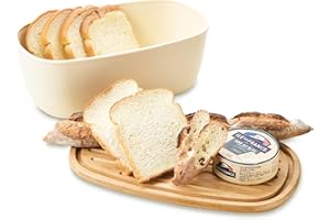 Bncxdc Porta Pane, Cestino per pane in PP con coperchio in bambù, contenitore per pane da banco, contenitore per prodotti da forno, contenitore per pane fatto in casa, panini, dolci (37x22x13,8cm)