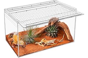 KAKOOTI Reptile Terrarium, 46 x 21 x 24.5 cm Reptile Zuchtbox, magnetisches Acrylgehäuse, für Schlange, Tarantula, Einsiedlerkrabbe, springende Spinne, Leguan, Leopard Gecko, Bartdrache, Insekt