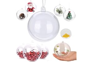 Uhat DIY Acrylic Fillable Baubles Assorted Size 4-12CM Clear Plastic Ornaments Ball Christmas Tree Decoration Pack 10 (4cm)