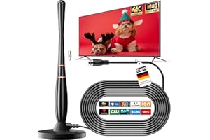 EITEYI Antenne TV Intérieur Puissante TNT HD,2024 Dernière Antenne TV Intérieur de Base magnétique puissante - 500km Réception Longue Portée à 360°, pour 1080P 4K HD Chaînes Télévision Gratuites,Antenne TNT