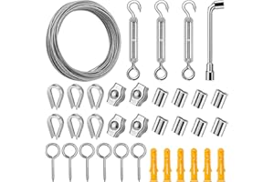 DIYLAND Drahtseil Edelstahl Set, 20M 2 mm Stahlseil PVC Ummantelt Rankhilfe Set Spanndraht Seilspanngarnitur für Rankhilfe,Gardinenseil,Wäscheleine,Lampenaufhängung