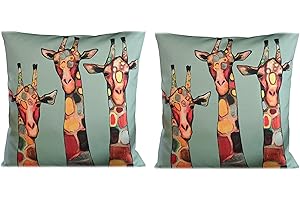 Olivia Rocco Pack of 2 Waterproof Cushion Cover Outdoor Garden Breathable Decorative Cushions Covers for Patio Bench Sofa Furniture Indoor Living Room Bed Chair Scatter (Giraffe, 43 x 43 cm)