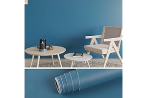 VEELIKE Papier Peint Bleu Cuisine Lavable Papier Adhésif pour Meuble Papier Autocollant Decoratif Vinyle Adhesif Meuble Stickers Meuble Cuisine Papier Peint Adhesif Mural Salon Chambre 40 x 300 cm