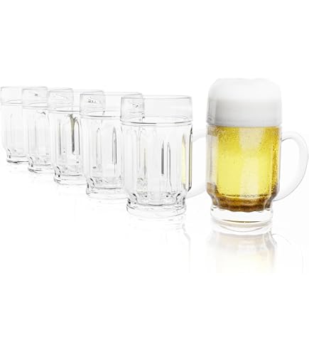 CAKEEYUM Lot De 2 Chopes à Bière Factices, Chopes à Bière Drôles Double Couche De 450 ML, Doubles En Plastique PS Avec Poignées, Modèle Mezzanine, Chope Pour Boissons Bar, Chop - 2