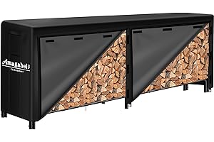 AMAGABELI GARDEN & HOME Amagabeli 244cmx122cmx35,6cm Portalegna da esterno da con coperchio Set combinato Legnaia da esterno impermeabile per camino Portalegna da ardere Accessori per attrezzi impilatori di legno Nero