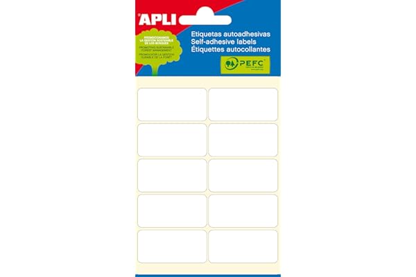 APLI 2676 - Etiquetas blancas adhesivo fuerte (19 x 40) 6 hojas
