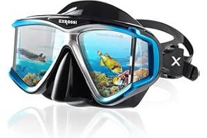 EXROSSI Maschera subacquea per adulti per snorkeling e immersioni, Pano 4 Windows, maschera da snorkeling per immersioni e immersioni, maschera subacquea in silicone premium Goggles