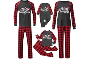 LINDOMAKER Family Christmas Pyjamas Set 2024 Xmas Matching Family Pjs Holiday Funny Cute Graphic Sleepwear Jammies Loungewear Set