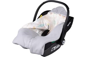LIONELO Travel Swaddle Blanket Couverture Chaude pour Siège Auto, Porte-bébé, Poussette Toute l'Année Couverture Douce pour Bébé 90x90 cm Fermeture Velcro, 100% Coton (Grey)