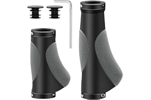 Handlebar Grips, HNOOM Universal Bike Grips 22.2mm, Non Slip Mountain Bike Grips with Aluminium Lock, Rubber MTB Grips fits Stunt Scooters BMX MTB Foldable Bicycle