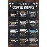 SUPERDANT Coffee Menu Metal Signs Retro Kitchen Wall Art Man Cave Gift | Types Of Coffee Tin Sign Kitchen Funny Plaque Iron P