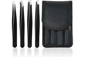 ELFINFI 4 Piezas Pinzas Cejas, Acero Inoxidable Pinza Depilar, Pinzas Depilar Profesionales, Pinzas Cejas Profesional, Pinzas Depilar Cejas, Pinza Cejas Adecuado para Cejas y pelos Encarnados