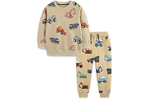 TCWWBB Boys Clothes Sets Dinosaur Digger Rocket Outfits Kids Long Sleeve Jumper Sweatshirt&Pants Sweatpants Outfits Set Toddler 2 Pieces Crewneck Cotton Winter Clothing Set Age 1-7 Years Old