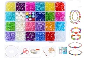 Vytung Children DIY Beads Set,Bracelet Bead Art & Jewellery-Making,Bead String Making Set,24 Different Types and Shapes Colorful Acrylic DIY Beads in a Box (color 1#)