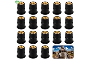 Écrou de Puit M5 20 Pcs Écrou de Pare-Brise de Moto Boulon de Pare-Brise en Caoutchouc et Laiton Métrique Boulon de Vis de Pare-Brise pour Pare-brise Carrosserie Moto VTT