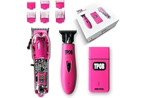 TPOB Slime 2 Barber Hair Clippers Trimmer Shaver Set for Men with Matte Green Case and X Fade Blade (Pink)