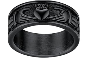 FaithHeart Claddagh Rings for Love, Stainless Steel/18K Gold Plated Women Men Wedding Band Ring Personalized Custom