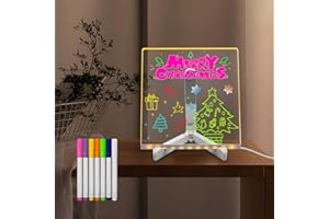 YAN-TECH Löschbares transparentes LED-Nachtlicht, 21,6 x 21,6 cm, weißer Stift, Kritzel, Zeichnen, Schreiben, Nachrichten, Memo-Liste, Kalender, abwischbar, USB-Anschluss, Geschenk für Kinder, Urlaub