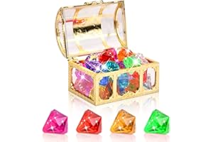 30 Pièces Gemmes de Diamant Acrylique Jouet Diamant pour Enfants Acryliqu Jouet Diamant de Grande Artificiels Plastiques Gemmes Colorées Diamants avec Boîte à Pirate pour Cotillons, Décoration Maison