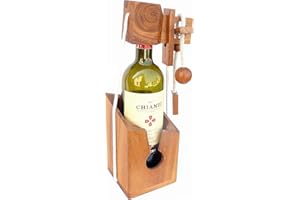 LOGICA GIOCHI Logica Jeux Art. Non pour Alcooliques - Casse-Tête Porte Bouteille en Bois Précieux - Difficulté Difficile 3/6 - Collection Leonardo da Vinci