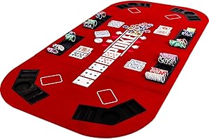 GAMES PLANET Tavolo da poker pieghevole Straight per un massimo di 8 giocatori, dimensioni 160 x 80 cm, piano in MDF, 8 portabicchieri, 8 vassoi per le fiches, colori a scelta - rosso