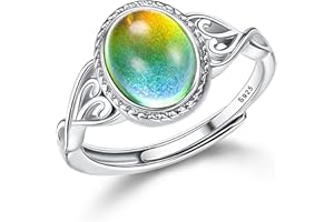MILACOLATO Bagues Humeur Argent 925 Pour Femme Ajustable Bague Solitaire Ovale Réglable De Style Victorien Bagues De Contrôle De La Température Anneaux Fiancaille Empilables à Changement De Couleur