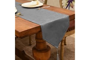 BALCONY & FALCON Table Runner, Kitchen Runner Waterproof Table Runner Modern Stain-proof Table Runner for Furniture with Tassel for Home Christmas Party Restaurants Table Runner (DarkGrey-UK, 240x35)