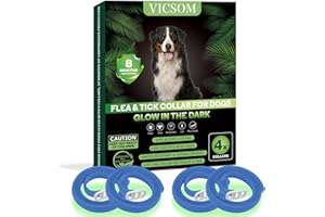 VICSOM Collare Antiparassitario per Cani, Luminoso Collare Antipulci Cane, Collare per Cani e Zecche Regolabile Impermeabile, 8 Mesi di Protezione per Cani di Piccola Taglia, Medio e Grande Blu navy 4pz