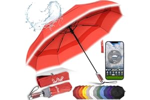 Royal Walk Parapluie Pliant Ouverture et Fermeture Automatique Pour Hommes et Femmes Parapluie Réfléchissant Résistant au Vent, Anti Tempete, Compact et Solide, Poignée en Bois Veritable Luxueux et Double Toile Ventilé