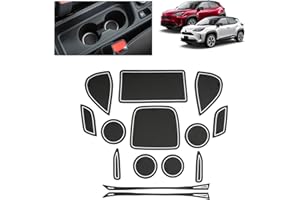 BSTW Tapis Anti-dérapant pour Toyota Yaris Cross 2021 2022 2023 2024 2025 – Tapis en Caoutchouc Original pour Console Centrale, Porte-gobelets, Fente de Porte, Yaris Cross 2025 Accessoires (Blanc)