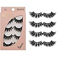 False Eyelashes 4 Pairs - Professional Reusable Face Eyelashes Fit for All Eyes, Natural Thick Hand-Made 3D Faux Mink Eyelashes for a Beautiful Makeup Look (G106)
