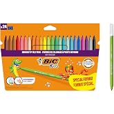 BIC Kids, Kid Couleur, Rotuladores Lavables para Ni&ntilde;os,Ideales para Material Escolar, Punta Media Resistente, Colores Brillan