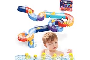 EOPUOZS Jouets de Bain pour Enfants de 3, 4, 5, 6 Ans et Plus, Jouet de Bain à Glissière d'eau DIY pour Enfants, Cadeau pour Filles et Garçons de 3 Ans et Plus (34 Pièces)