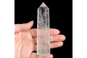 ORIENTREA 1 Stück 11-12cm Bergkristall Zauberstab, Bergkristall Kristall Stäbe Säule Zauberstab, Klarer Quarz Heilkristall Zauberstab, Kristallturm aus Klarer Quarz, Torre di Klarer Quarz