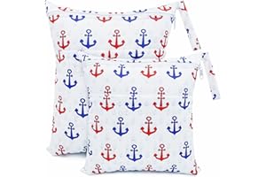 CHEESANHERR Nasstaschen Windeltasche, 2 Stück Wetbag Organiser Kindergarten, Stoffwindeln Wickeltasche Groß Nasssack Nassbeutel Naßtasche Wiederverwendbare wasserdichte für Baby (Weiß)