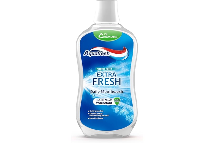 Metropharm Aqua Fresh Daily Mouthwash-Mint, 500 ml (Packaging May Vary)