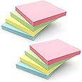 Evergreen Goods Ltd 2 x 400 Quality Pastel Colours Removable Sticky Post Notes 76x76mm 2 x 4 Pads of 100 Sheets - Blue, Pink, Green, Yellow