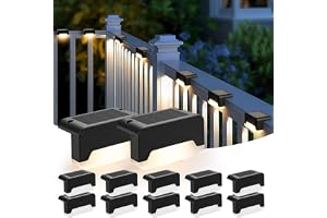 Solpex Utomhus solcell, 12 stycken staketlampor (varm vit) | IP65 Utomhus solcell för terrasser, trappor, staket, gårdar, trädgårdar, uteplatser och gångvägar