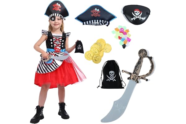 Sincere Party Fille pirate costume pirate bcaneer princesse robe de luxe pour enfants 3-10 ans