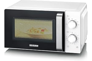 SEVERIN Microonde Solo, forno a microonde per scongelare e riscaldare, forno a microonde con piatto girevole per una distribuzione uniforme del calore, bianco/nero, MW 7885