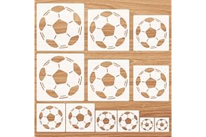 JSRQT 12 Pieces Football Painting Template DIY Craft Template Plastic Drawing Stencils for Painting Football Stencils for Crafts Reusable Wall Stencil for Scrapbooking Furniture (3.5/5/6/7/8 Inches)