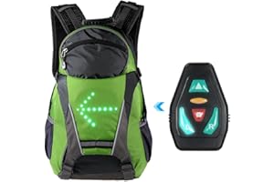 Lixada Sac À Dos Réfléchissant Léger 18L USB Rechargeable Indicateur de Direction du Signal Lumineux sans Fil à Del pour Cyclisme Courir Marche Jogging (Vert noir)