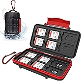 Kiorafoto 24 SD Card Slots MSD Card Holder for 12 SD SDXC SDHC + 12 TF | Water Resistant Protective Card Case With Carabiner