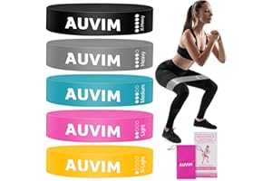 AUVIM Fitness Bands [Set of 5] Non-slip Resistance Bands Loop Exercise Bands for Women & Men 5 Levels Bands for Home Fitness, Stretching, Strength Training, Physical Therapy, Yoga