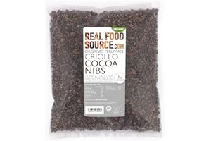 RealFoodSource Certified Organic Peruvian Raw Criollo Cacao / Cocoa Nibs (1KG - 1 Pack)