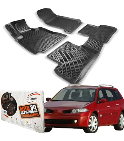 RECAMBO 3D Gummimatten Set Für Renault Megane II BJ 2002-2009 – Passgenaue Auto Fußmatten