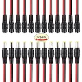 FULARR® 24Pcs Premium DC Power Pigtail Cable, 12 Paia Maschio Femmina DC Treccia Cavo con 5.5 X 2.1mm DC Alimentazione Connet