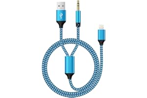 OCBUO 2 in 1 iPhone Aux Cable and Charging, Lightning to 3.5mm Aux Jack Cable and Charger Lead, Audio Cable for iPhone 14 Pro/14 Pro Max/14 Plus/14/13/12 Mini/11/XS/XR/X/8/7 for Car Stereo/Headphones/Speak