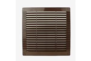 VONLIS® - Griglia di ventilazione, griglia di scarico dell’aria, griglia lamellare, in plastica, rettangolare, 200 x 200 mm, colore marrone