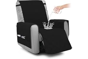 Niuoppy Recliner Chair Covers Armchair, Non-slip Sofa Covers for Recliner Chair Protectors Washable, with 6 Pockets (Black)